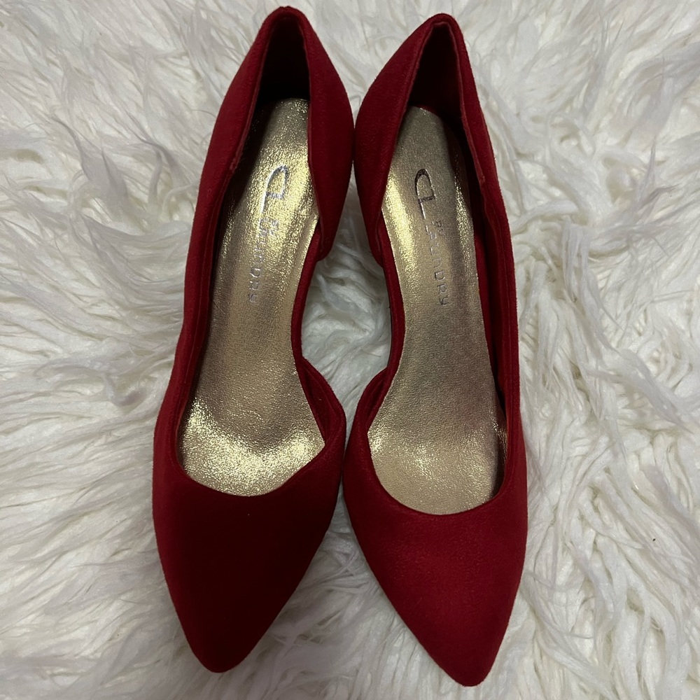 Red velvet pointed heels by CL by Chinese laundry